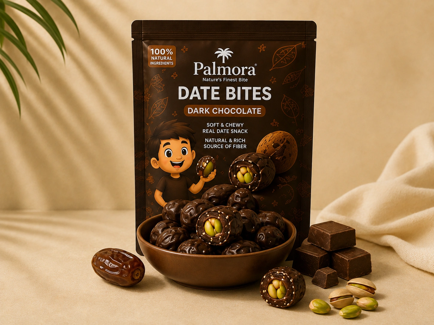 Palmora Date Bites Dark Chocolate pouch