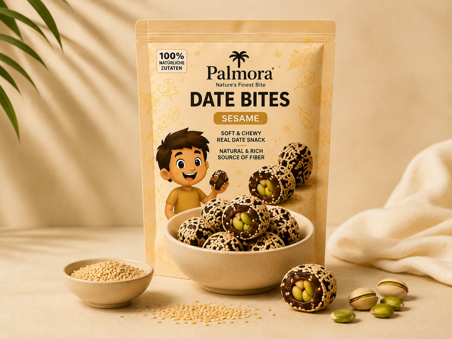 Palmora Date Bites Sesame pouch