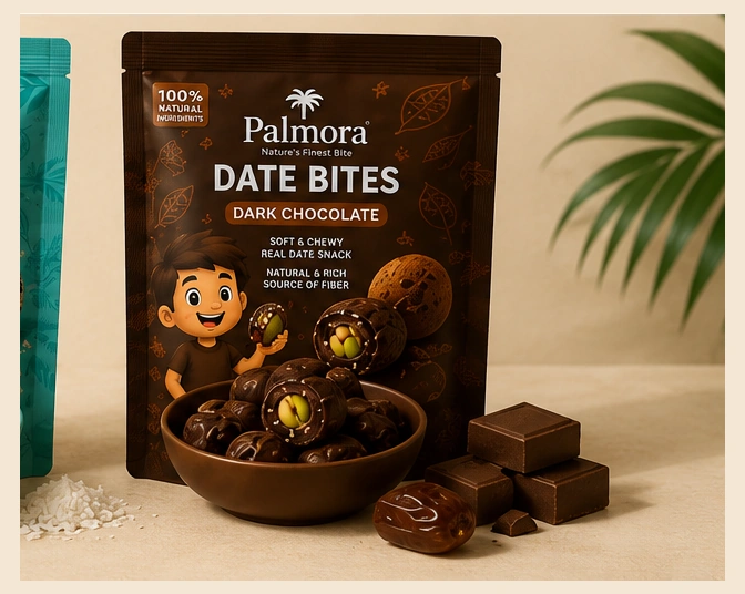 Palmora Date Bites Dark Chocolate pouch