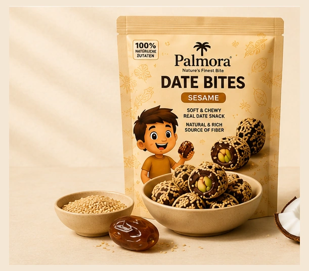 Palmora Date Bites Sesame pouch
